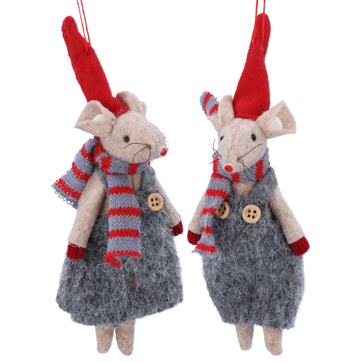 Gisela Graham - Hanging Fabric 17cm Mrs Mouse with Grey Dress