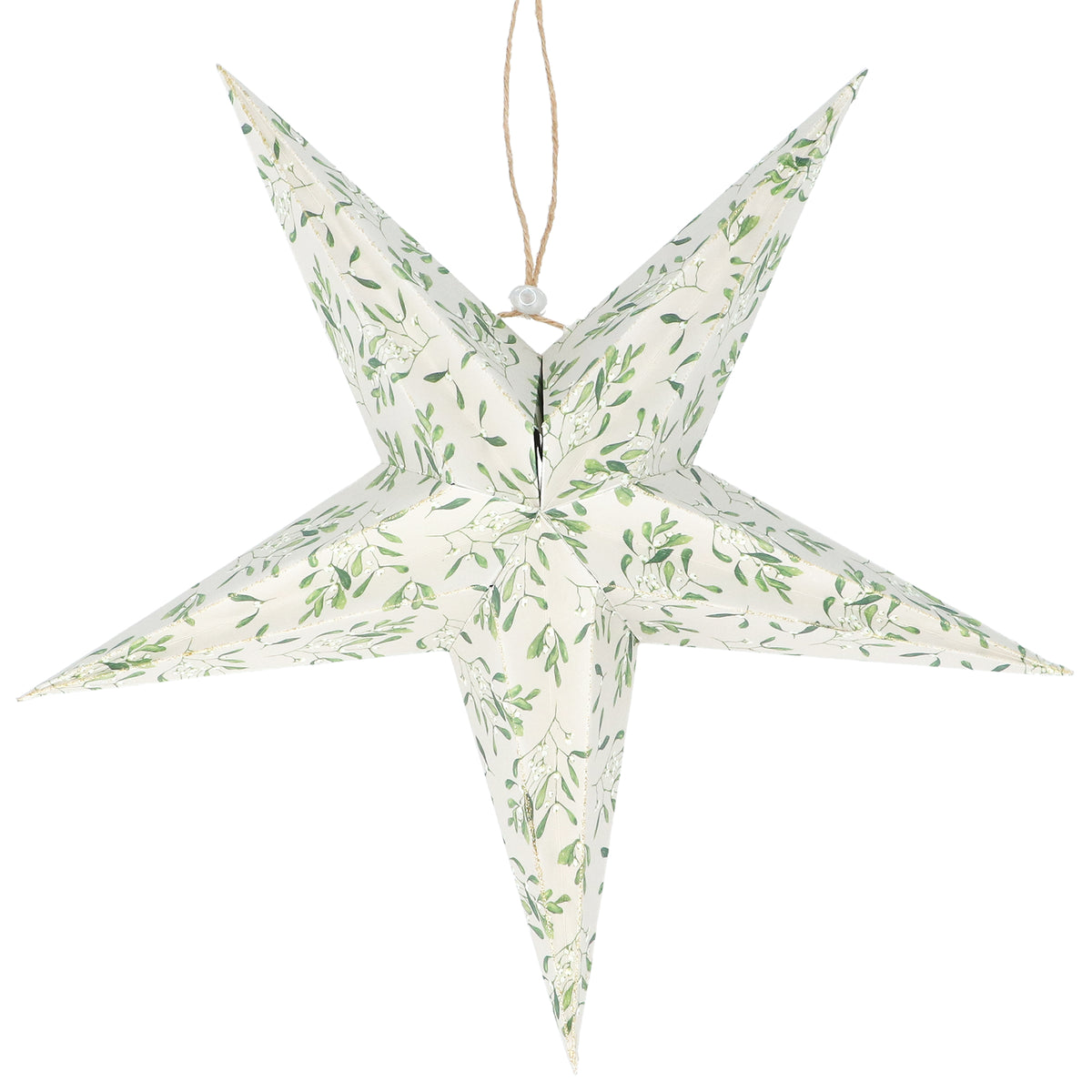 Gisela Graham - Paper 5-Point Star - White with Mistletoe, Lge
