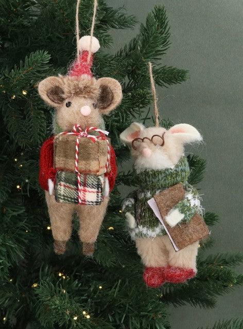 Gisela Graham - Faux Fur Mouse - 20cm - With Book
