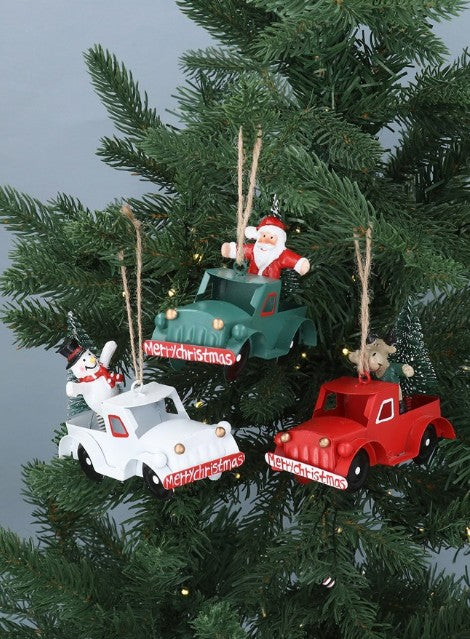 Gisela Graham - Metal decoration - 11cm - Character in Truck (Red with Reindeer)