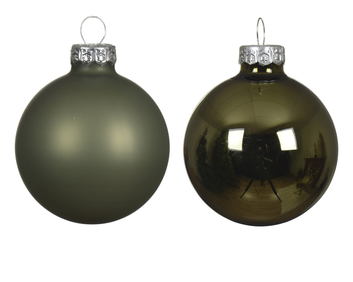Kaemingk  Rosemary Green Bauble Glass Enamel 5cm Tube of 12
