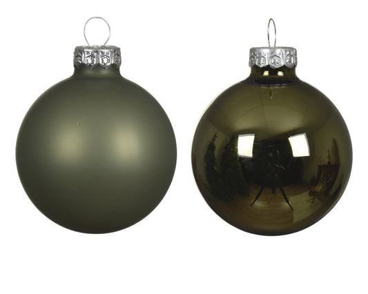 Kaemingk  Rosemary Green Bauble Glass Enamel 5cm Tube of 12