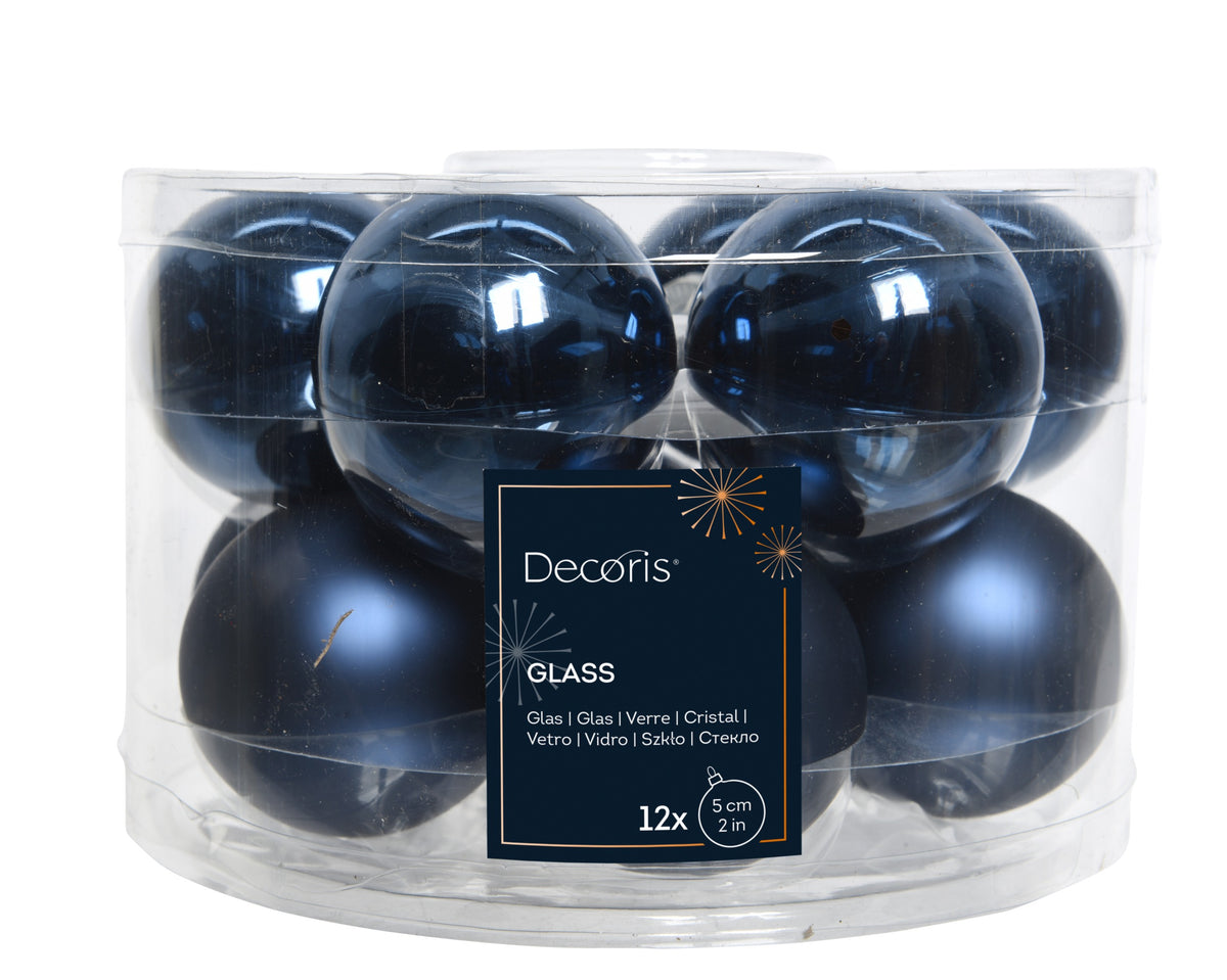 Kaemingk Night Blue Bauble Glass Enamel 5cm Tube of 12