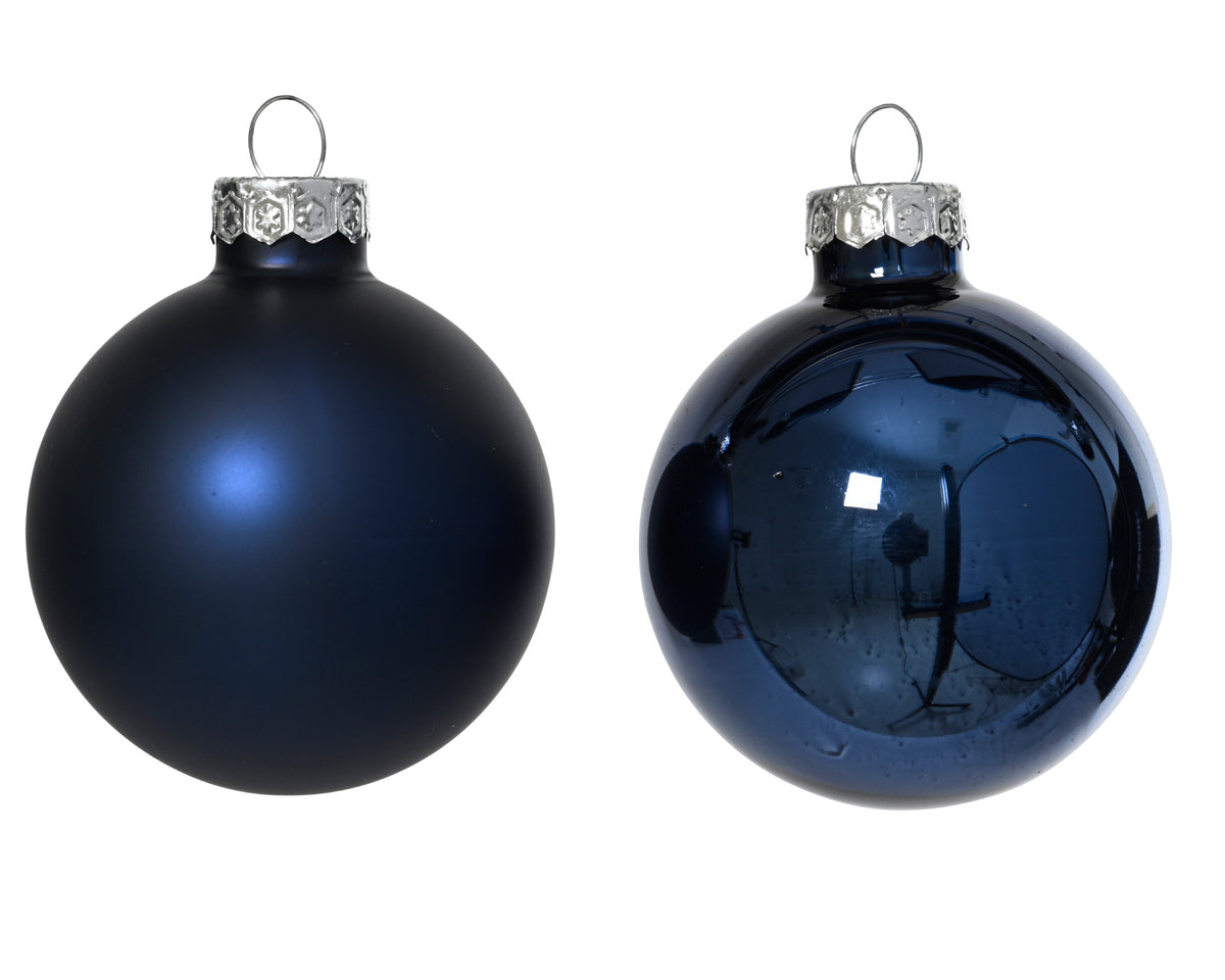 Kaemingk Night Blue Bauble Glass Enamel 8cm Tube of 6