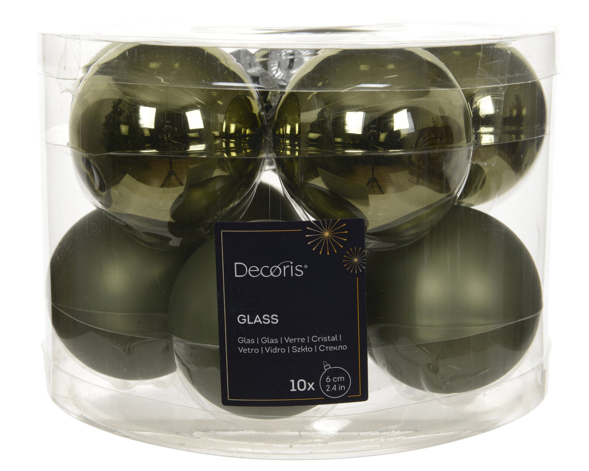 Kaemingk Rosemary Green Bauble glass shiny, matt mix 6cm