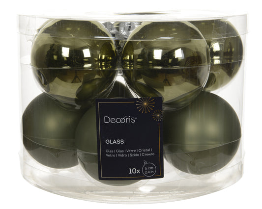 Kaemingk Rosemary Green Bauble glass shiny, matt mix 6cm