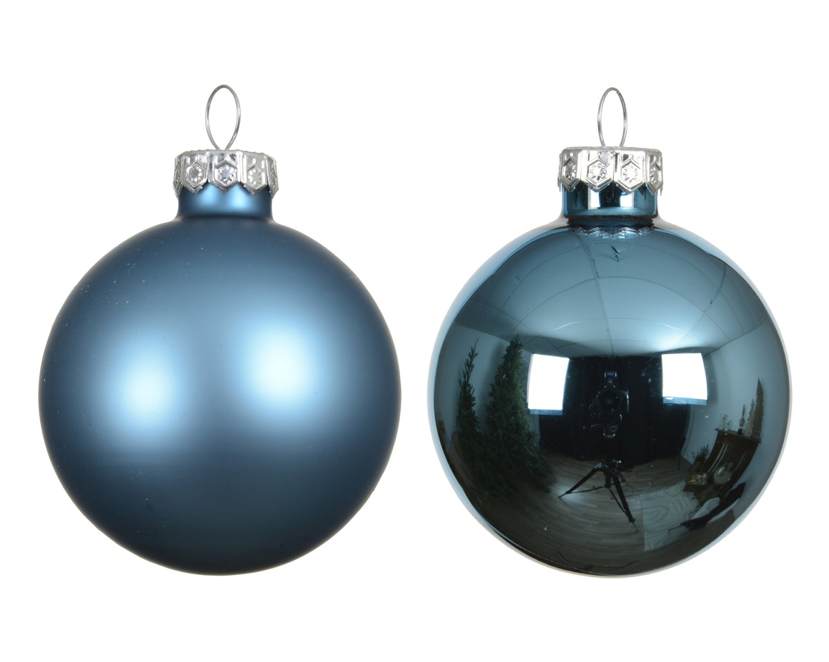 Kaemingk Folk Blue Bauble Glass Enamel 6cm Tube of 10