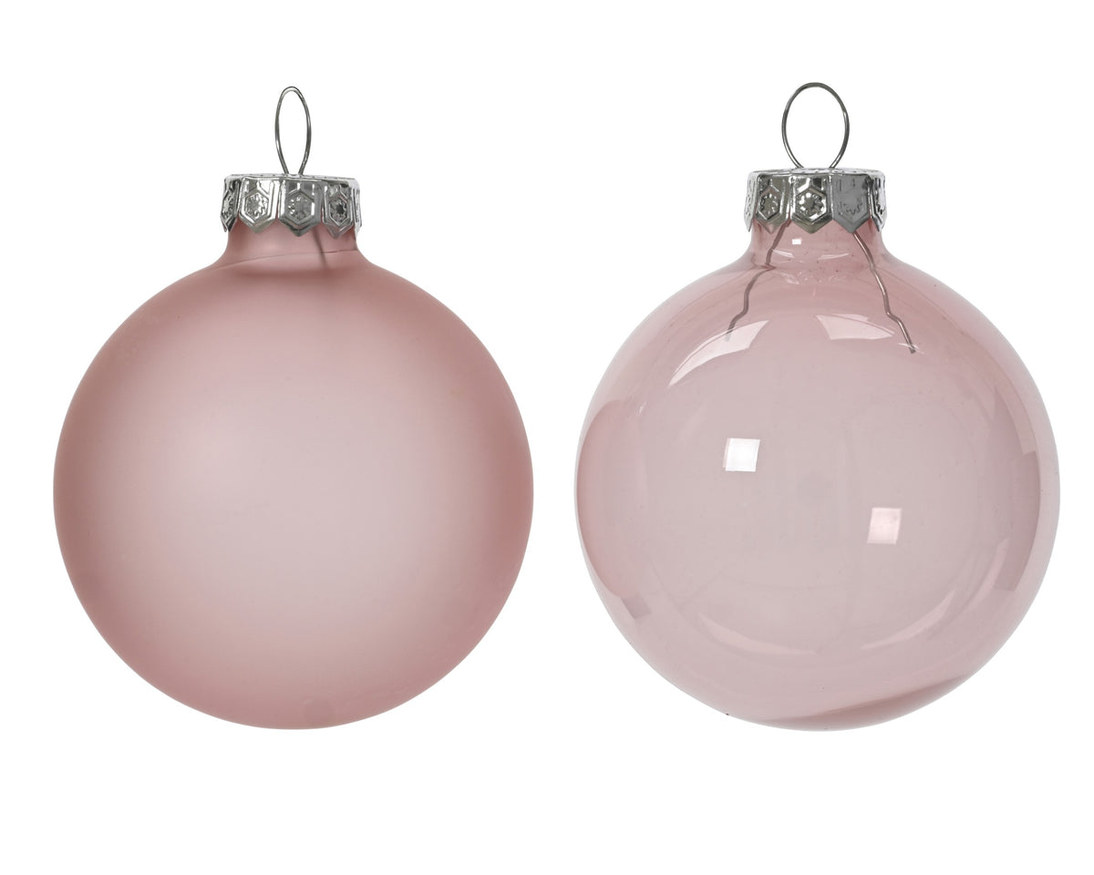 Kaemingk Blush Pink Bauble Glass Unsilvered 6cm Tube 6