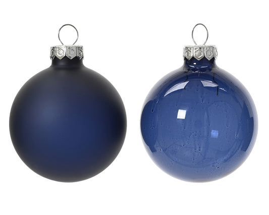 Kaemingk Night Blue Bauble Glass Unsilvered 6cm Tube 6