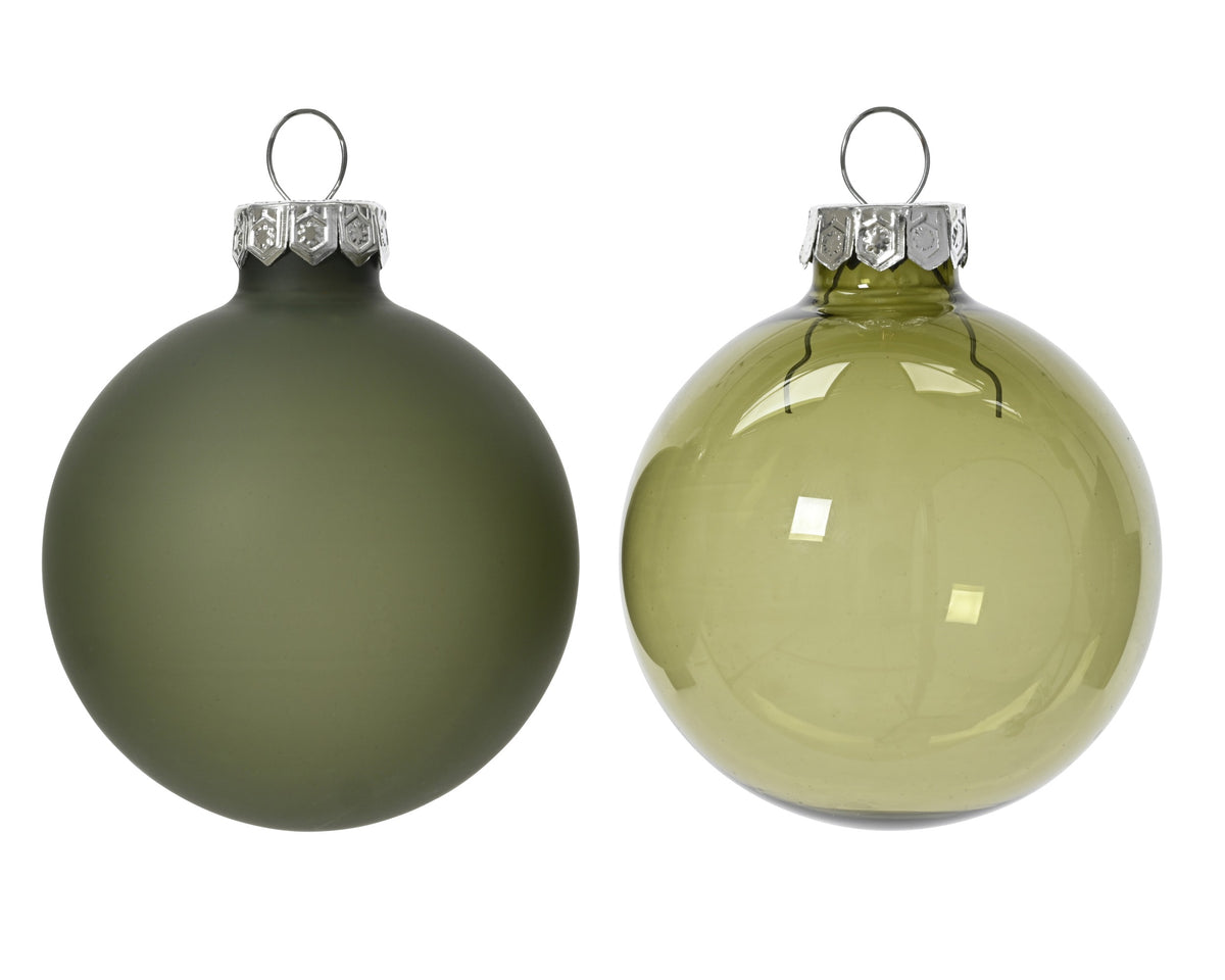 Kaemingk Rosemary Green Bauble Glass Unsilvered 6cm Tube 6