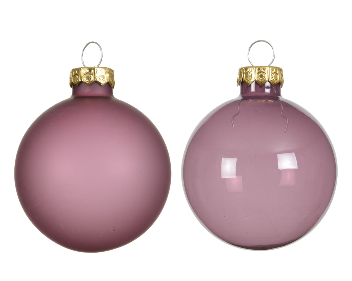 Kaemingk Vintage Pink Bauble Glass Unsilvered 6cm Tube 6