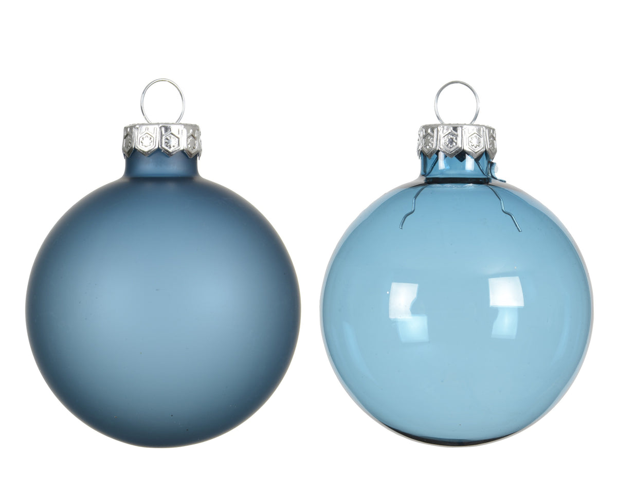 Kaemingk Folk Blue Bauble Glass Unsilvered 6cm Tube 6