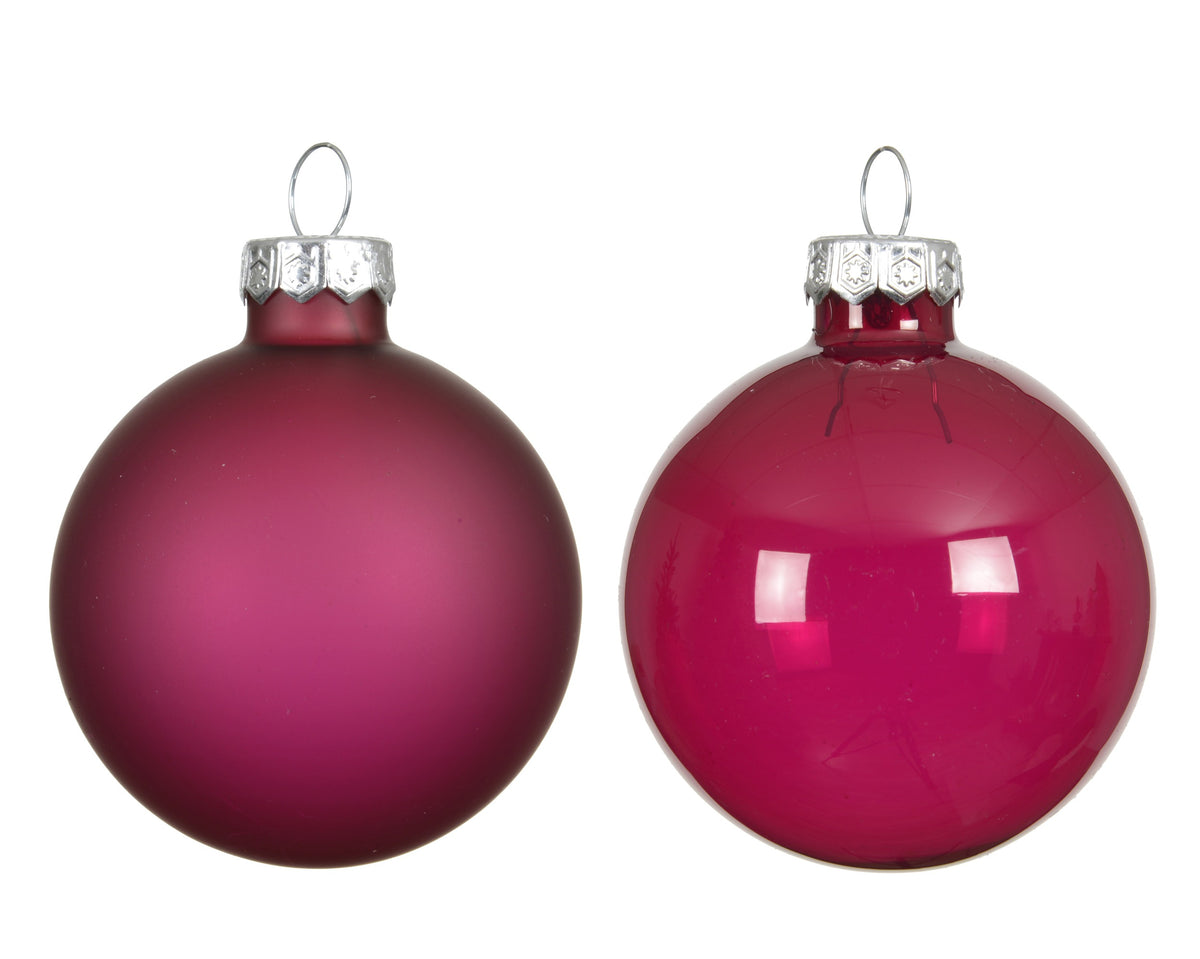 Kaemingk Festive Pink Bauble Glass Unsilvered 6cm Tube 6