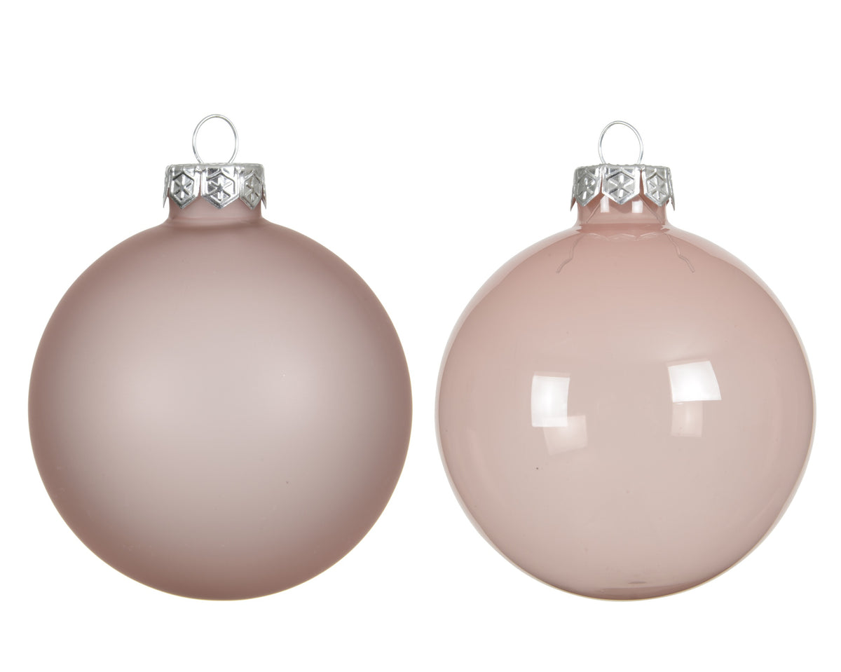Kaemingk Blush Pink Bauble Glass Unsilvered 8cm Tube 4