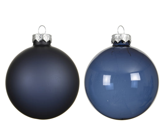 Kaemingk Night Blue Bauble Glass Unsilvered 8cm Tube 4