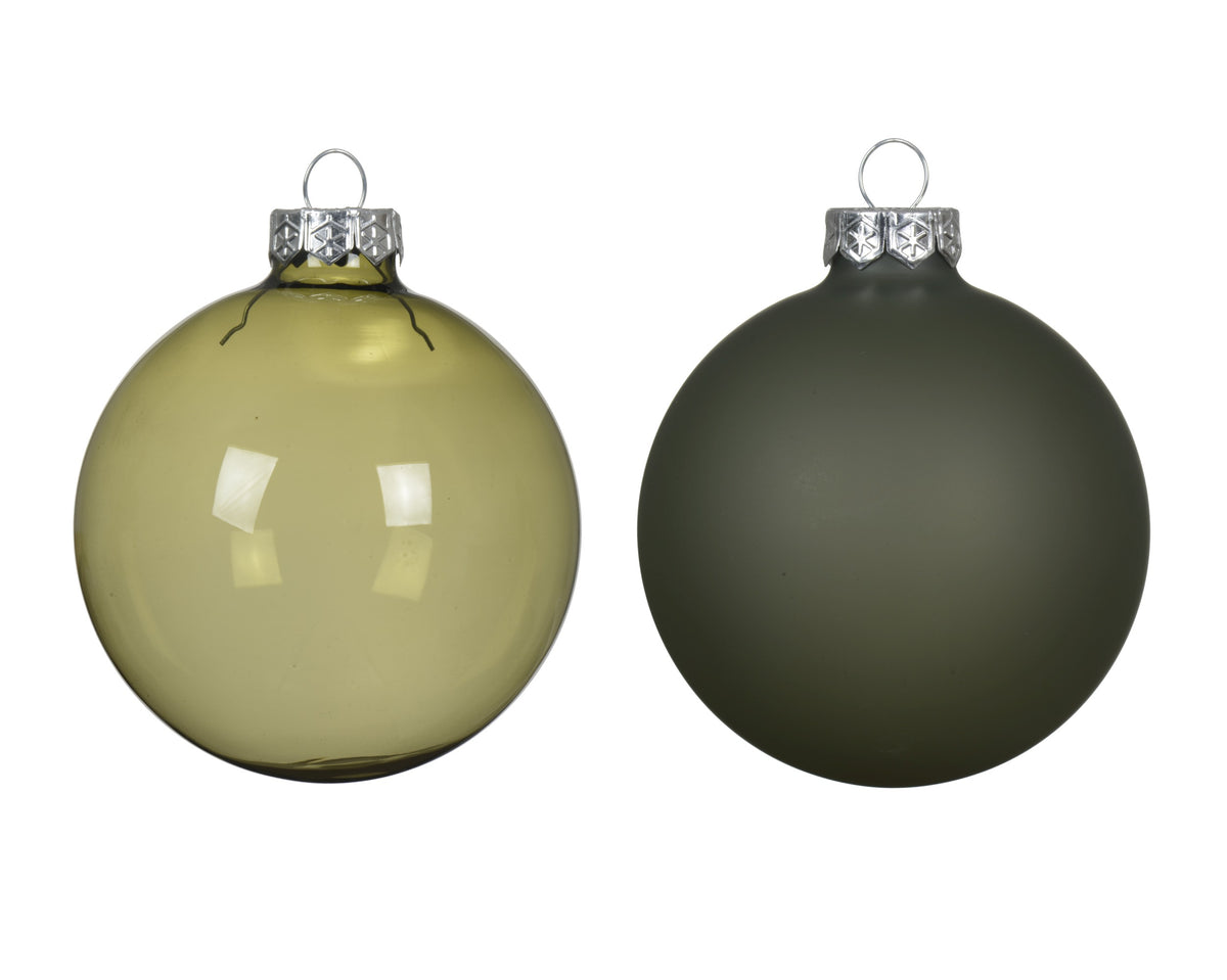 Kaemingk Rosemary Green Bauble Glass Unsilvered 8cm Tube 4