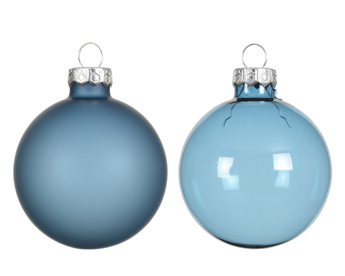 Kaemingk Folk Blue Bauble Glass Unsilvered 8cm Tube 4