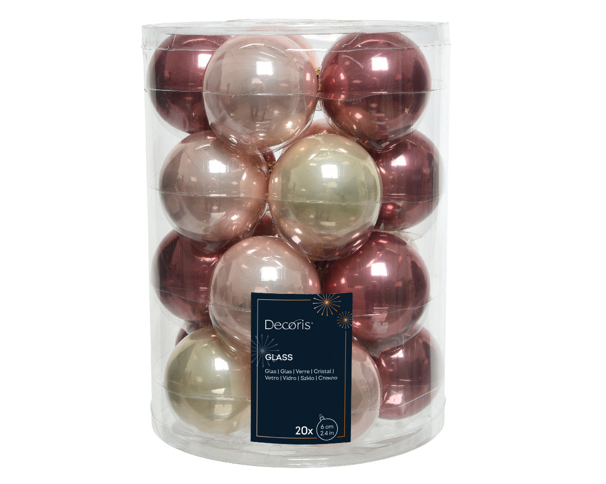 Kaemingk Baubles Glass Enamel, Dia 6cm Pink Colours