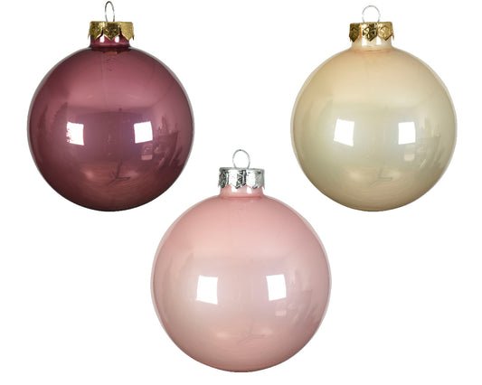 Kaemingk Baubles Glass Enamel, Dia 6cm Pink Colours