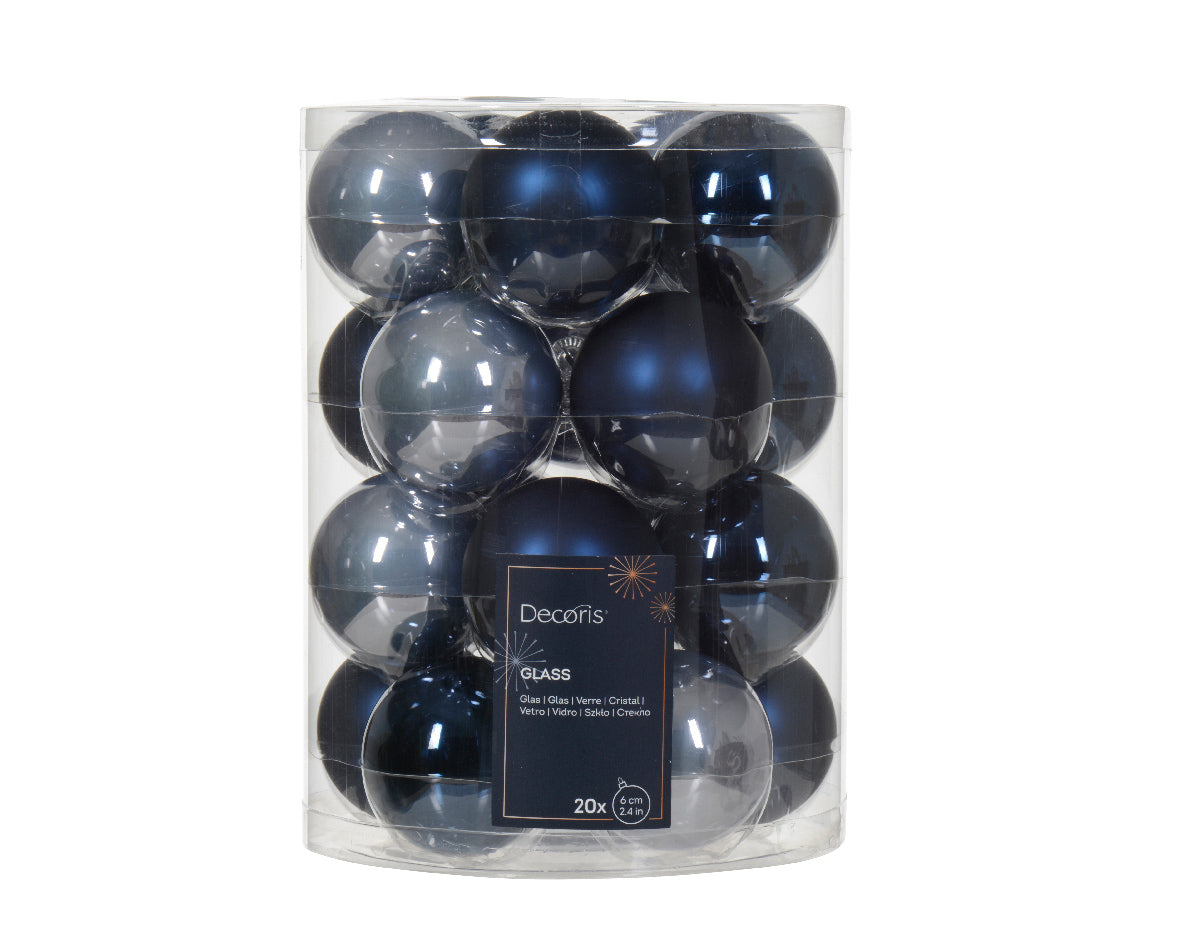 Kaemingk Bauble Glass, Shiny, Matt Mix Blue Colours Dia 6cm