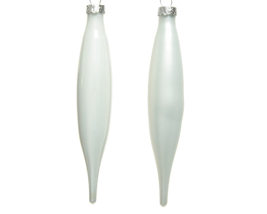 Kaemingk Winter White Icicle Glass Enamel 15cm Tube of 6