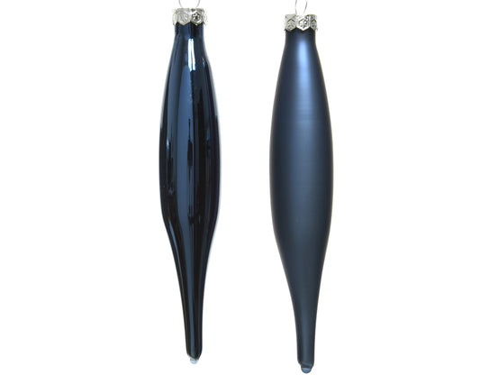 Kaemingk Night Blue Icicle Glass Enamel 15cm Tube of 6