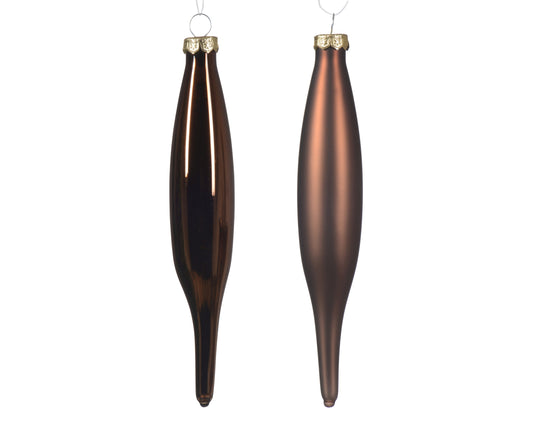 Kaemingk Espresso Icicle Glass Enamel 15cm Tube of 6