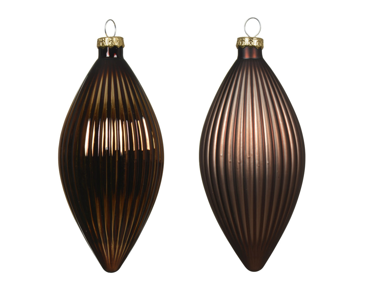 Kaemingk Espresso Olive Shape Glass 13cm Tube of 3