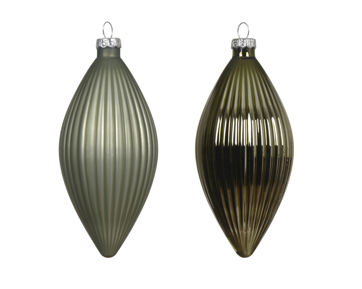Kaemingk Rosemary Green Olive glass matt mix Pack of 3