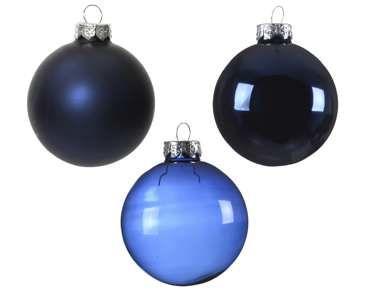 Kaemingk Night Blue Bauble Glass 7cm Box of 21
