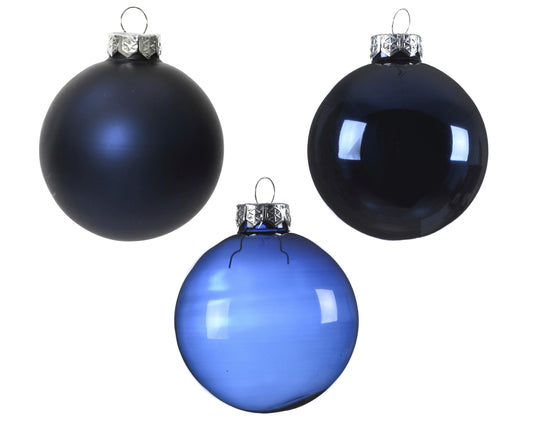 Kaemingk Night Blue Bauble Glass 7cm Box of 21