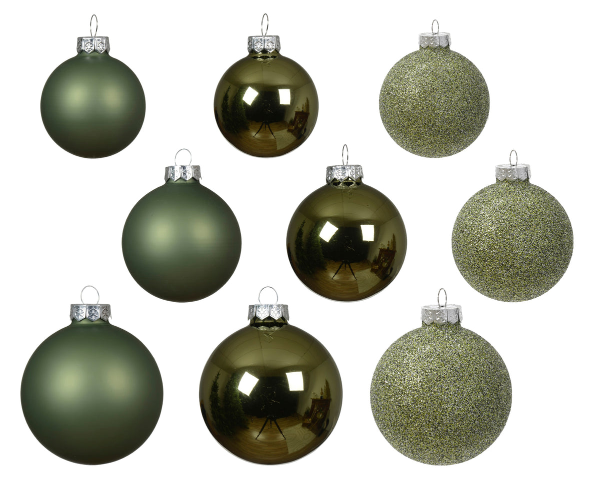 Kaemingk Rosemary Green Bauble Glass 7cm Box of 21