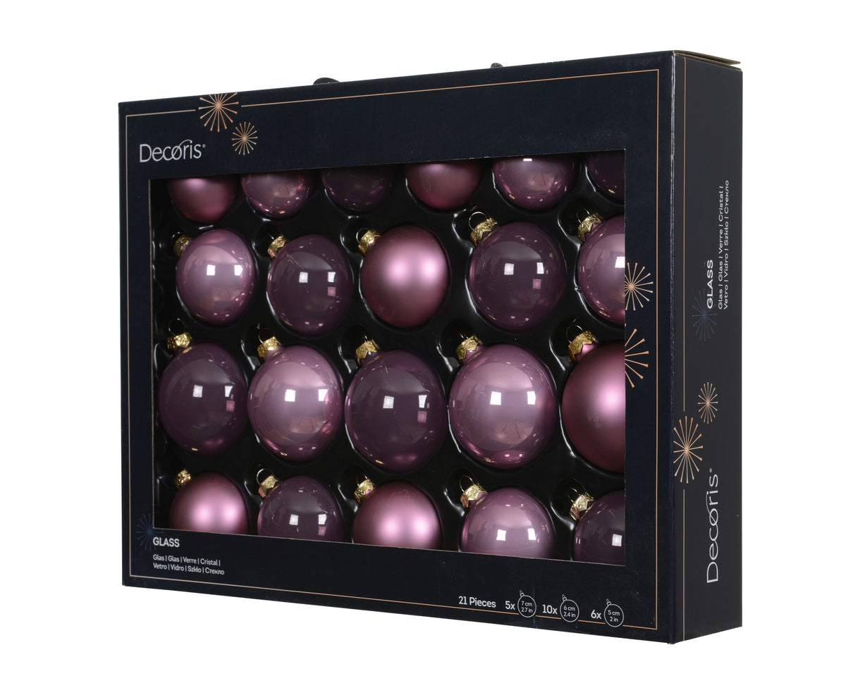 Kaemingk Vintage Pink Bauble Glass 7cm Box of 21