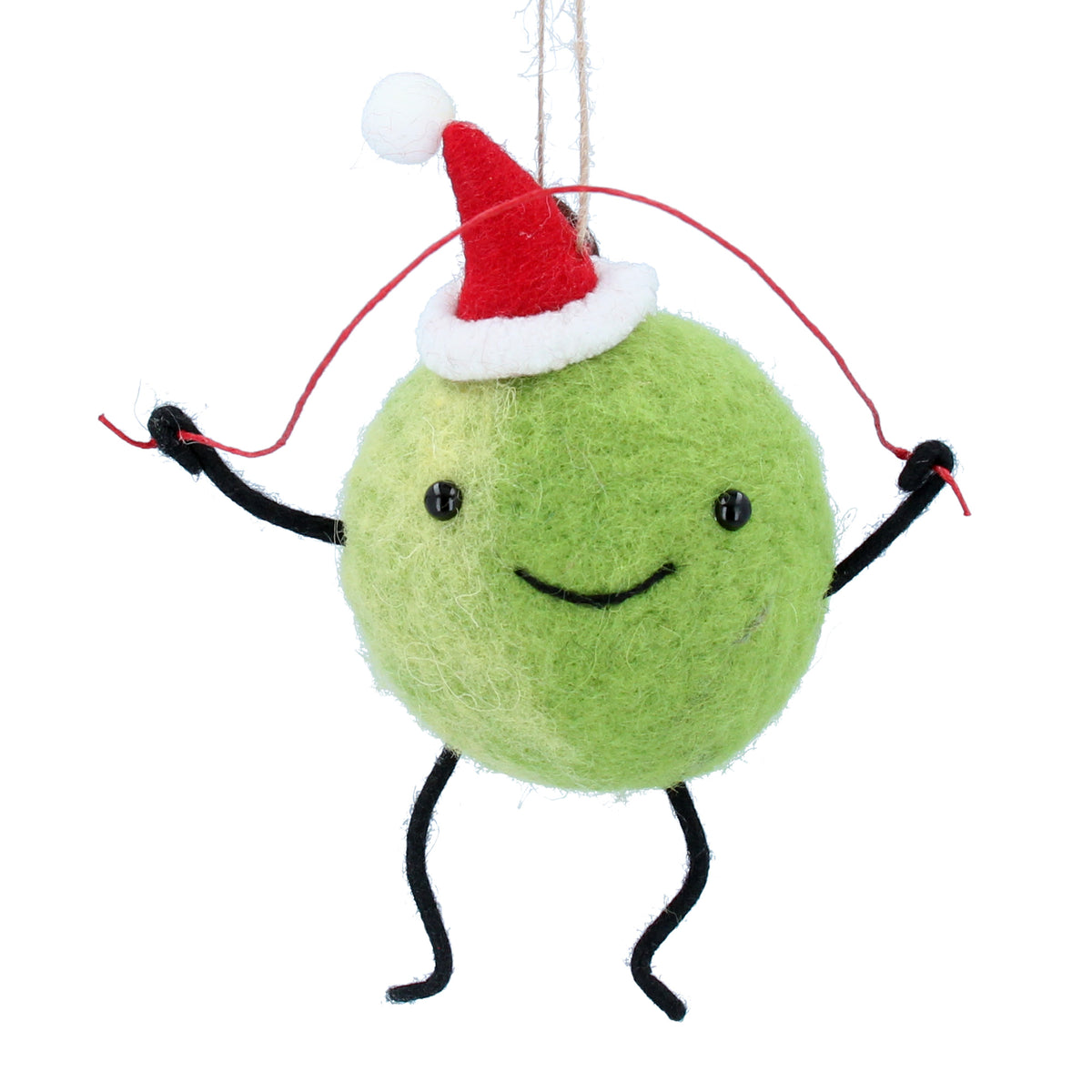 Gisela Graham Mixed Wool Santa Sprout With Skipping Rope Dec