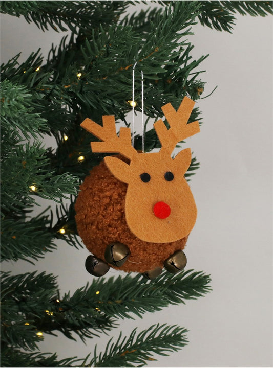 Gisela Graham Felt/Wool Pom-Pom Reindeer Dec
