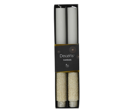 Kaemingk Box 2 Candle dinner with glitter white