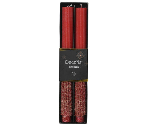 Kaemingk Box 2 Candle dinner with glitter red