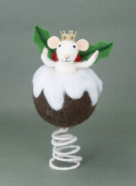 Gisela Graham Mixed Wool Pudding Mouse Tree Topper
