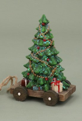 Gisela Graham - Resin Vintage Style Pull-a-long toy ornaments - Christmas Tree