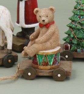 Gisela Graham - Resin Vintage Style Pull-a-long toy ornaments - Teddy Bear