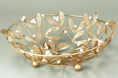 Gisela Graham - Gold Metal Mistletoe Bowl