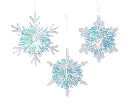 Kaemingk Snowflake plastic lametta pompom 3ass