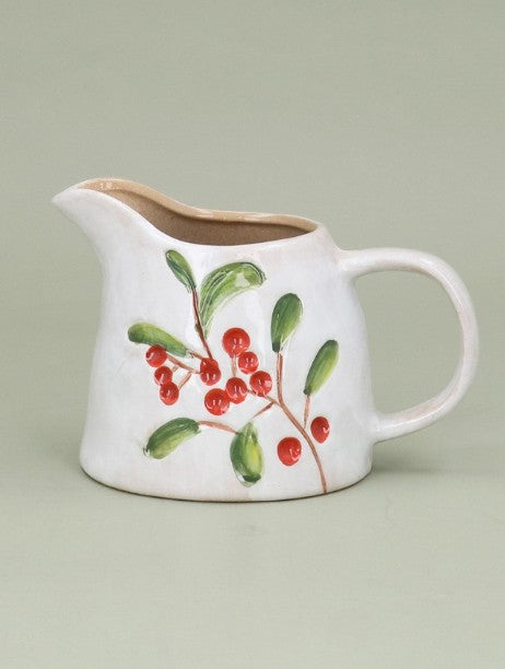 Gisela Graham Stoneware Jug, Red Berries Branch small