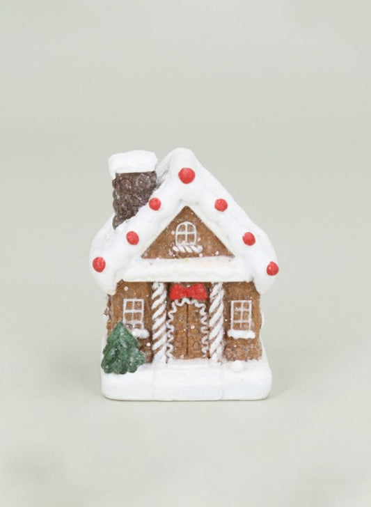 Gisela Graham - Mini 7cm Gingerbread House - (Bow above Door)