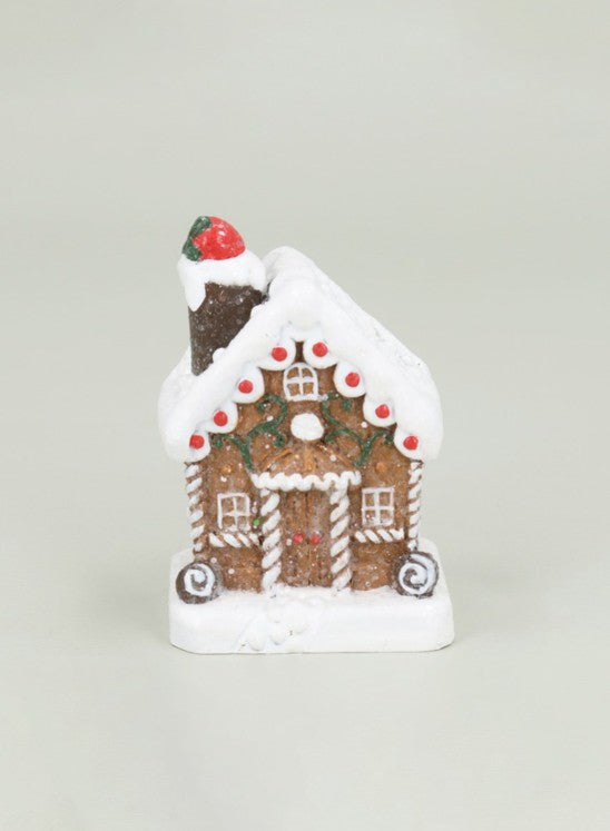 Gisela Graham - Mini 7cm Gingerbread House - (Strawberry on Chimney)
