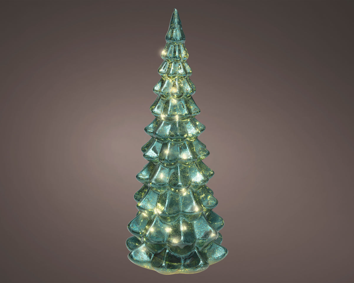Kaemingk Micro LED Emerald Tree Glass Steady BO Indoor 32cm
