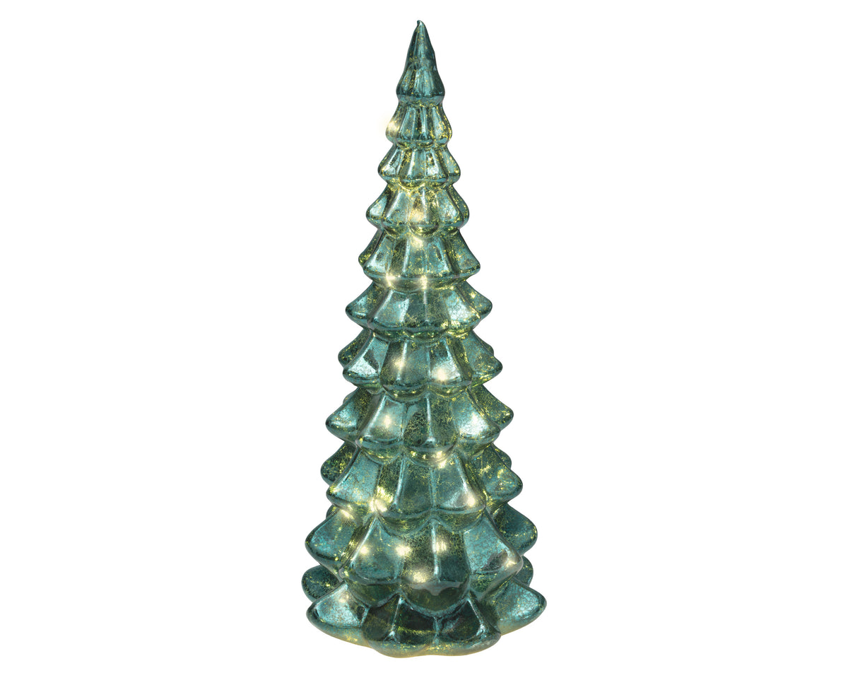 Kaemingk Micro LED Emerald Tree Glass Steady BO Indoor 32cm