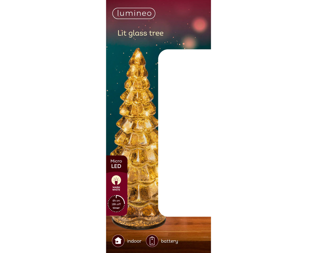 Kaemingk Micro LED Glass Tree 21cm Dark Gold