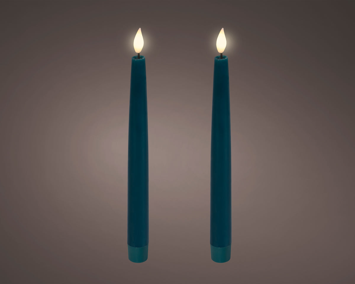 Kaemingk LED Waxed Dinner Candle Tapered Emerald