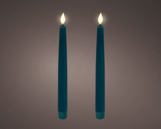 Kaemingk LED Waxed Dinner Candle Tapered Emerald